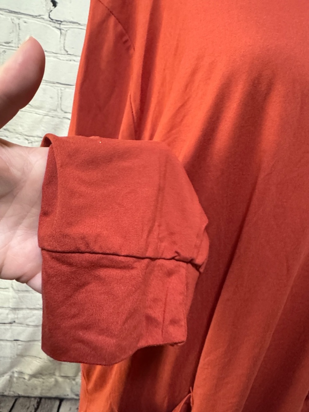 Worn once Emery Rose Rust Red Cozy Cowl Neck Tunic with Pockets & button detail - Picture 3 of 9